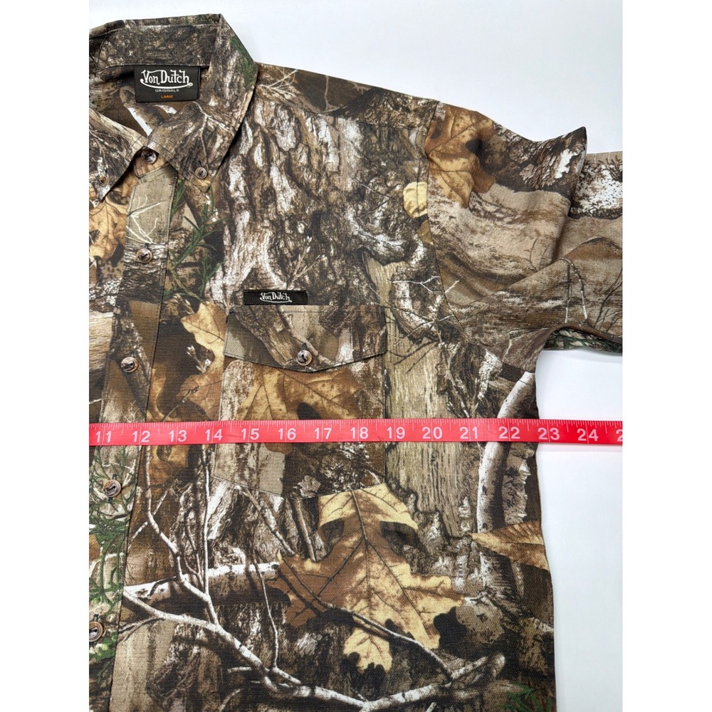 Von Dutch Mens Large Real Tree Camo Long Sleeve‎ Button Down Shirt Woodland - Picture 4 of 9